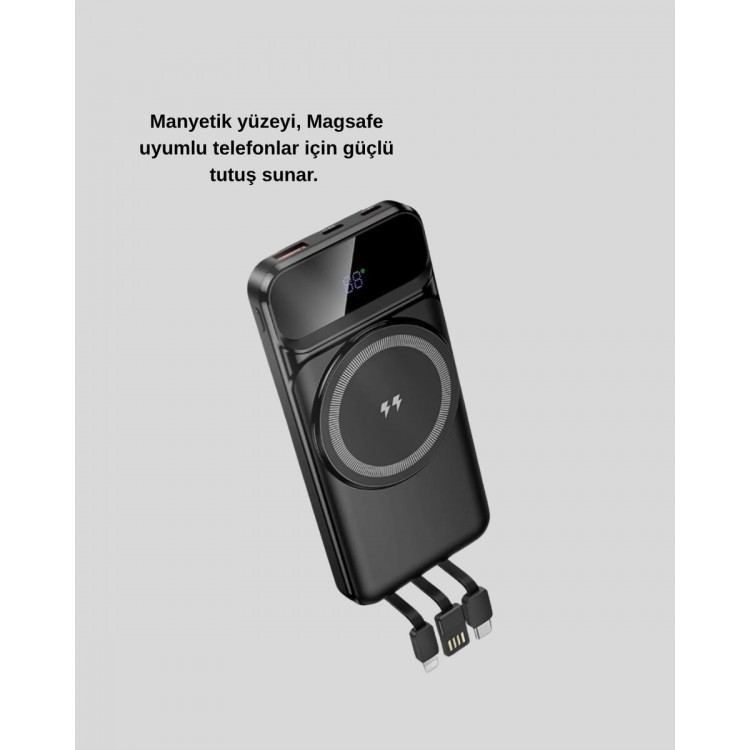 10000 mAh Kablosuz Powerbank – 15W Hızlı Şarj  Type-C Çoklu Çıkışlı