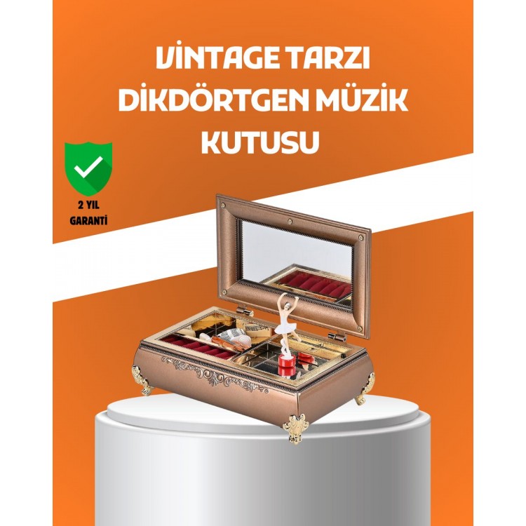 Müzikli Balerin Figürlü Takı Kutusu Piyano Desenli Dekoratif