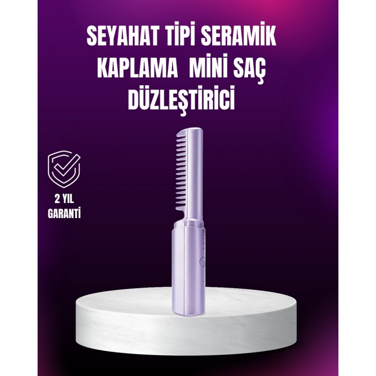 Kablosuz USB Şarjlı Saç Düzleştirici Tarak – Seyahat Boy