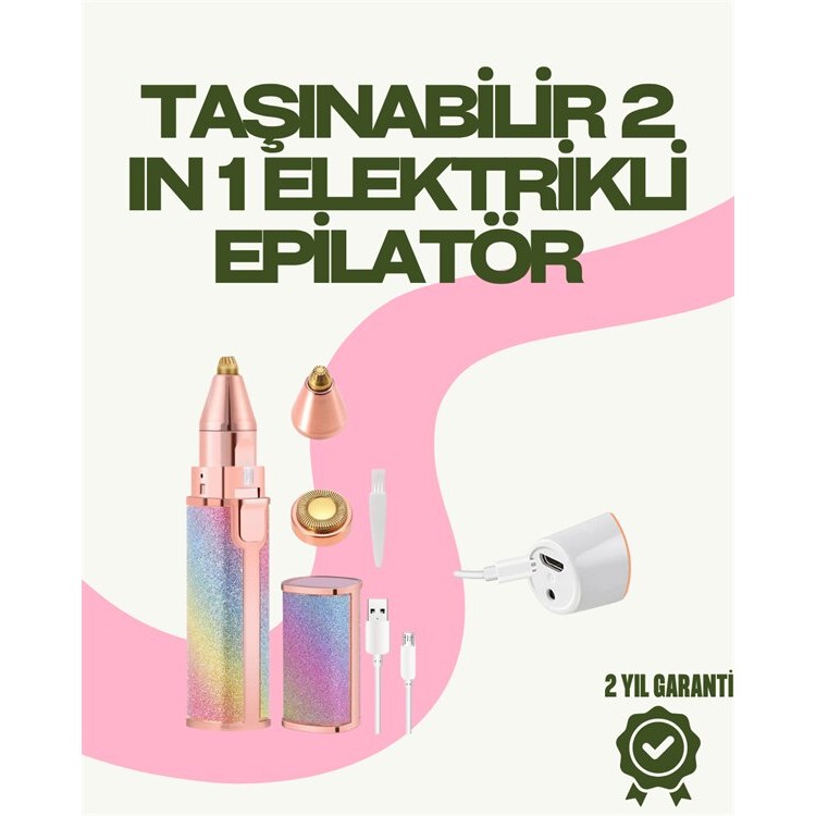 8000 RPM Taşınabilir Epilatör – Kaş Düzeltici ve Dudak Epilatörlü Pille Çalışan