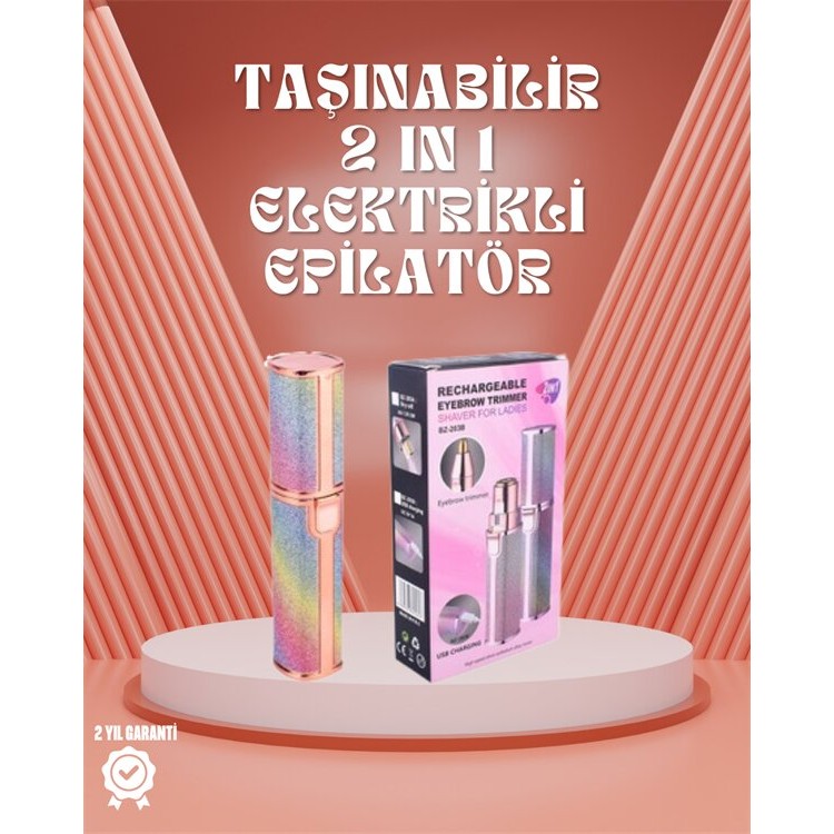 Paslanmaz Çelik Bıçaklı USB Epilatör – Kaş Üst Dudak ve Çene Tüy Temizleyici