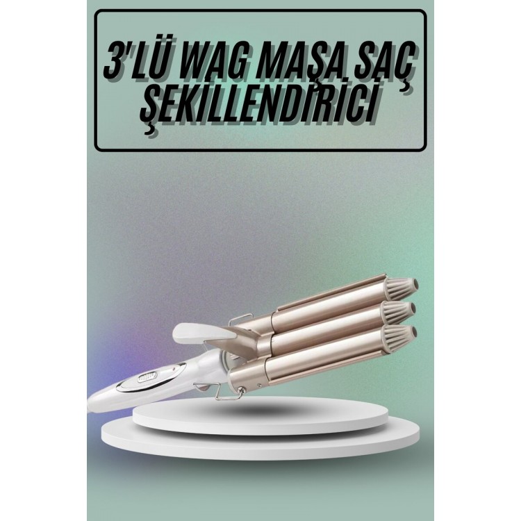 Saç Şekillendirici Wag Maşa Üçlü Yüksek Isı Ayarlı Seramik Kaplama