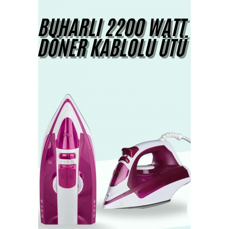 Buharlı Ütü 2200 Watt Seramik Tabanlı Taşınabilir Kablolu Ütü