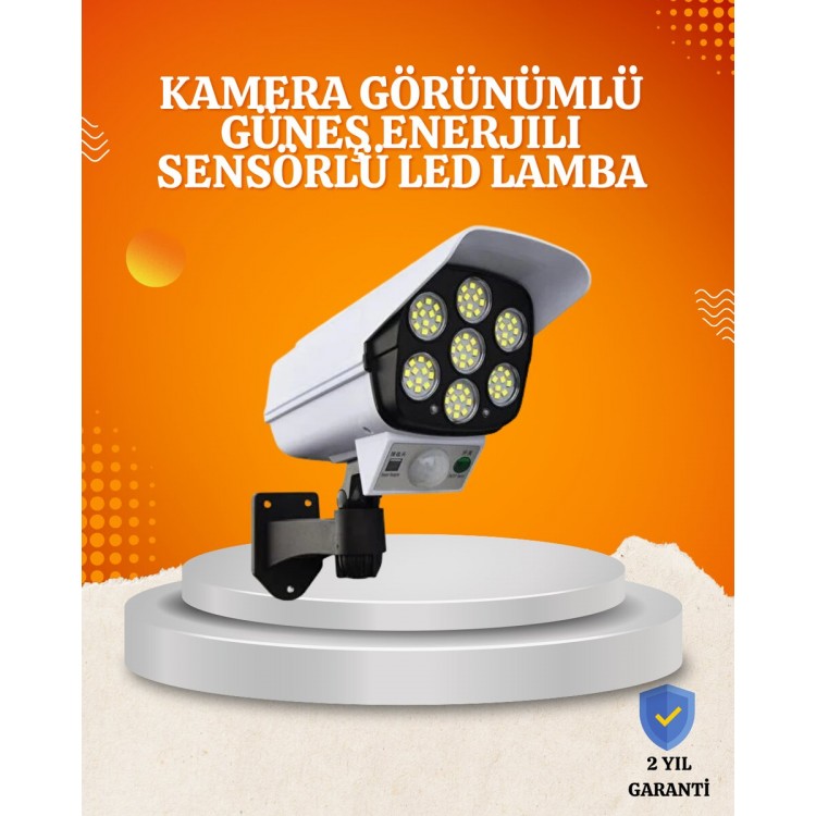 Solar Şarjlı Hareket Sensörlü LED Dış Mekan Lambası Kamera Tasarımlı Güvenlik Işığı