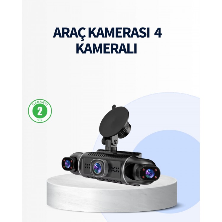 4 Kameralı Araç İçi Kamera 1080P GPS Takip WiFi Gece Görüşlü