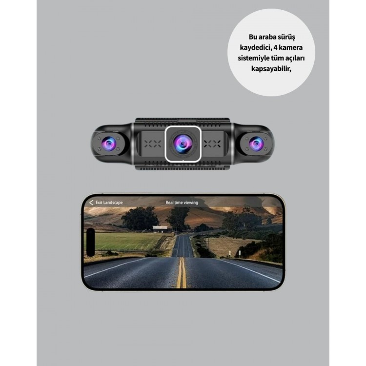 1080P 4 Kanallı Araç Kamerası GPS + WiFi + G Sensör Destekli