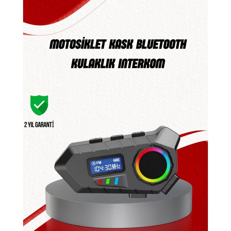 Suya Dayanıklı Bluetooth  İnterkom 5.4 Hoparlör 500mAh Batarya ve FM Radyo Özellikli