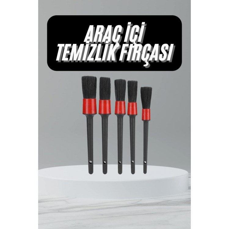5 Adet Oto Detaylı Temizleyici Araç İçi Temizlik Fırça Seti Koltuk Döşeme Kapı Toz Alma Fırçası