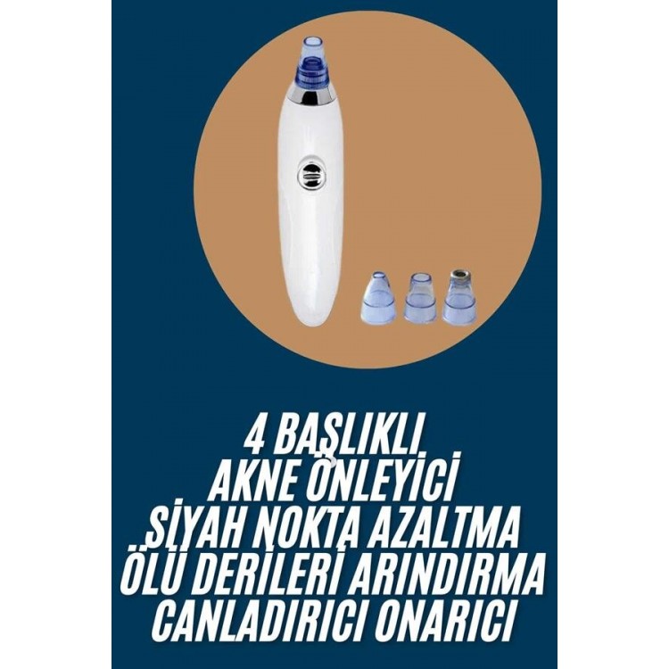 Yeni Nesil Vakumlu Pilli Siyah Nokta ve Yüz Temizleme Cihazı 4 Başlıklı