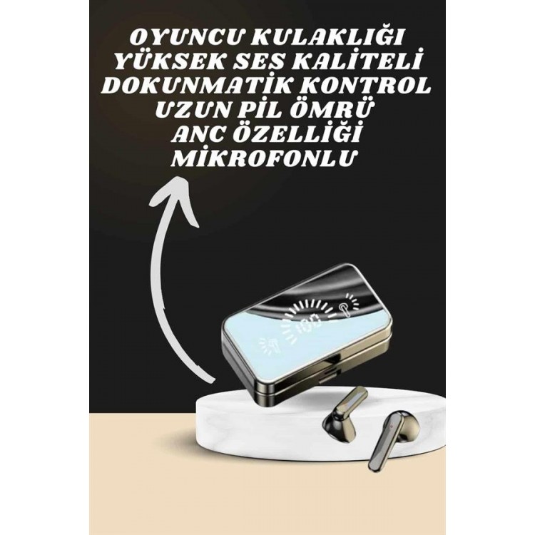 Aynalı Bluetooth Kulaklık ve 7 Kordonlu Akıllı Saat Dijital Göstergeli Uzun Pil Ömrü