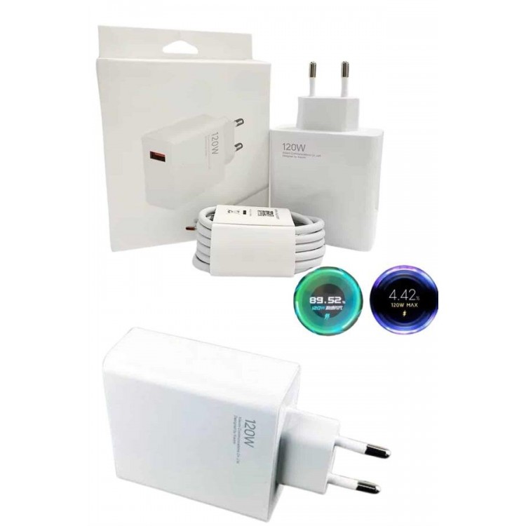 120 Watt Turbo Hızlı Şarj Aleti Seti Hızlı Şarj Adaptörü Beyaz