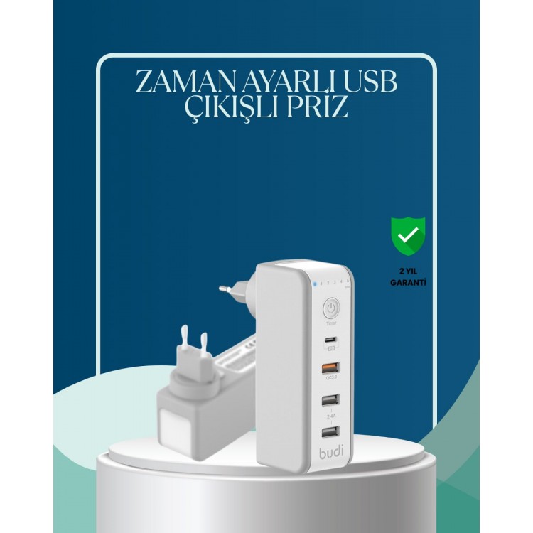 30W Type C Şarj Cihazı Zamanlayıcılı Çok Portlu Tasarım