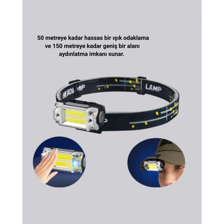 Kafa Lambası Led Fener Pratik Taşınabilir Ayarlanabilir USB Şarjlı