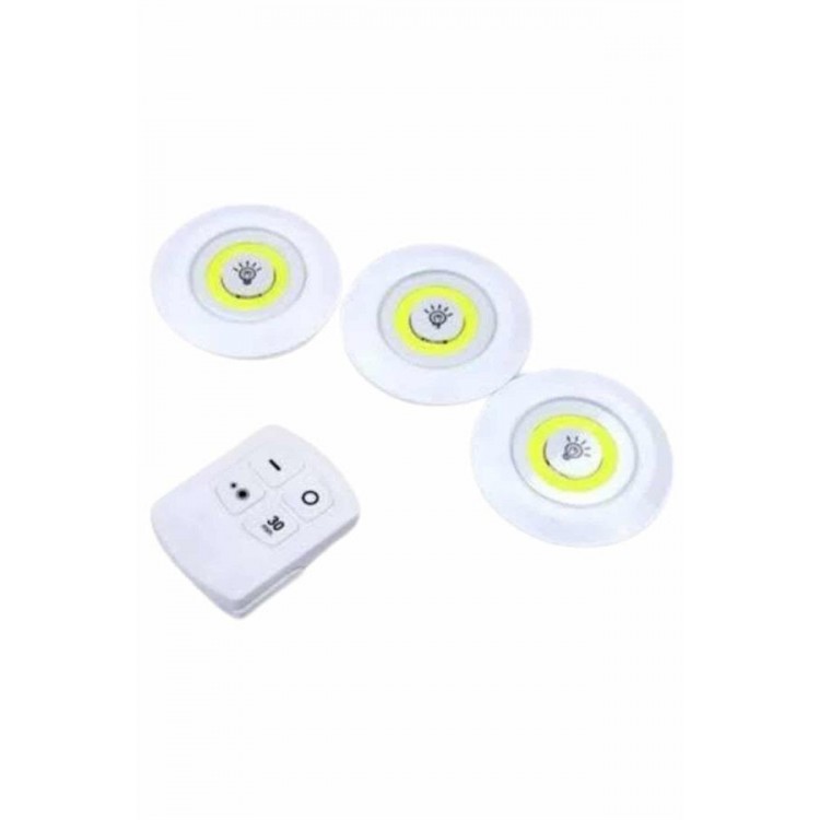 Dolap Işığı Mutfak Rafı Işığı Uzaktan Kumandalı 3 Lü Spot Led Lamba