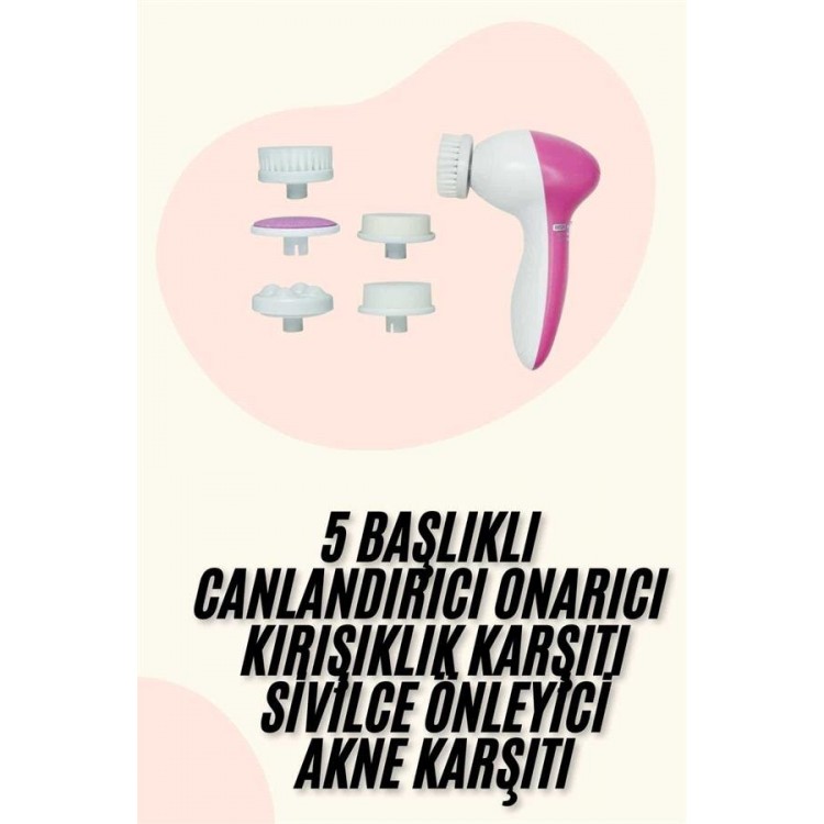 5 Başlıklı Titreşimli Cilt Temizleme Seti Canlandırıcı ve Onarıcı