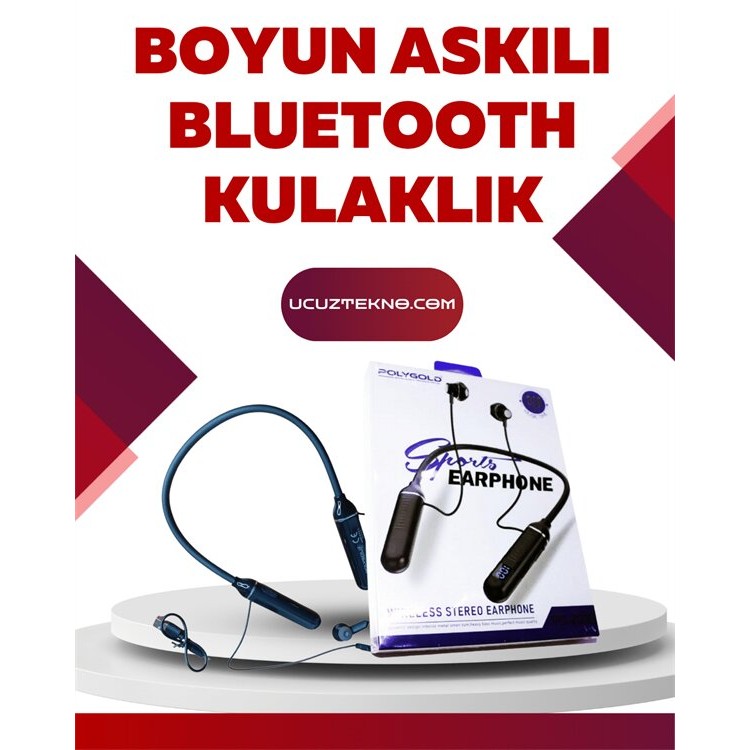 Polygold PG-100 Bluetooth Kulaklık – Ergonomik Boyun Bantlı Tasarım Net Ses ve Konfor