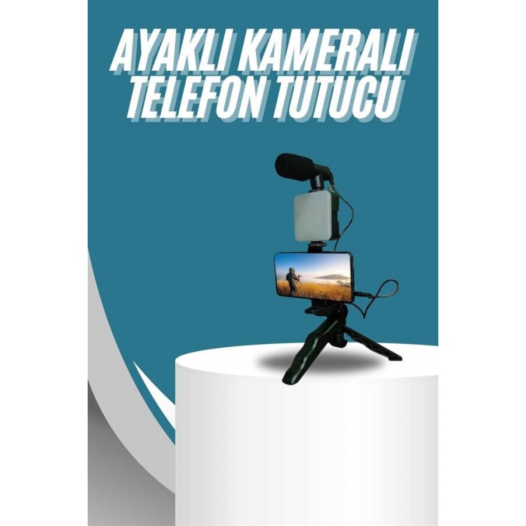 Video Making Kit Telefon Tutucu Vlog Video Mini Led Işıklı