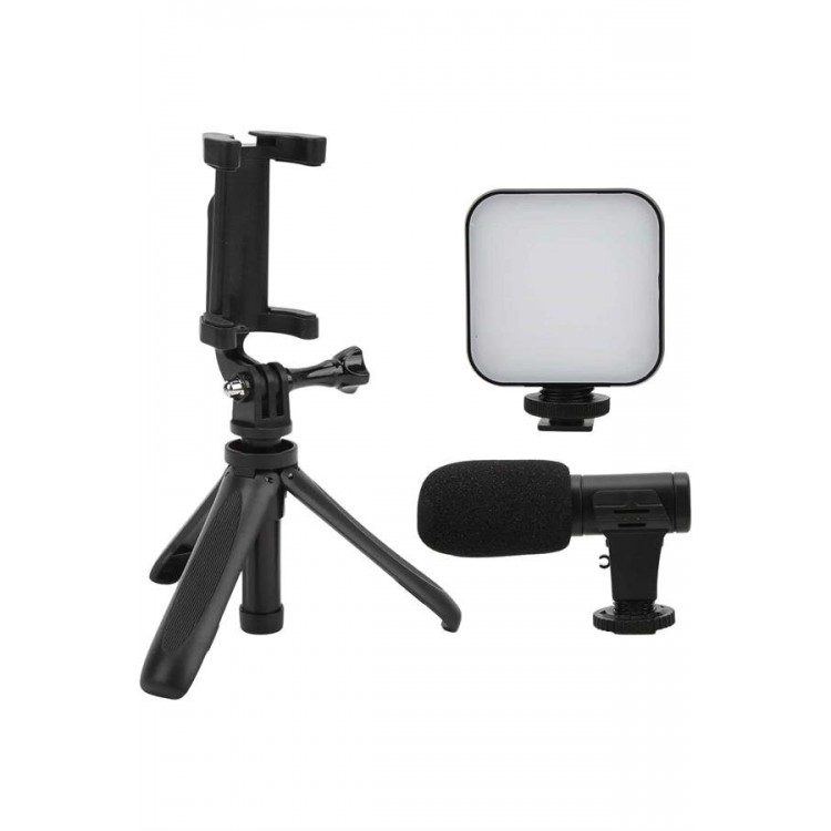 Akıllı Telefon Vlog Kiti Tripod Mini Mikrofonlu Telefon Tutucu