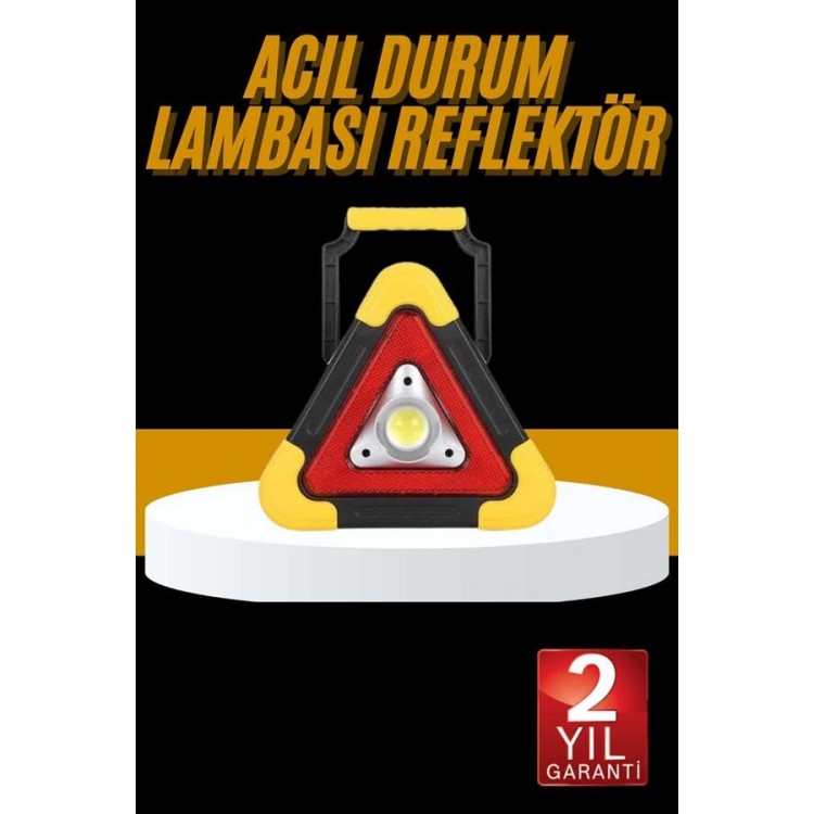 Reflektör Işıklı Ikaz Lambası Şarjlı Çok Fonksiyonlu Işıklı Üçgen Reflektör