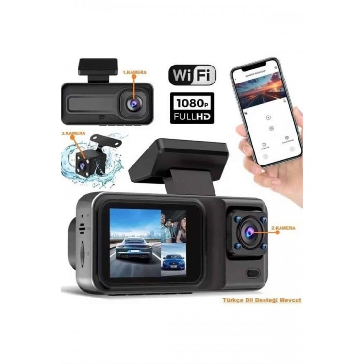 2 İnç Araç İçi Kameralı Ekran 1080P Full HD Kaliteli Hafıza Kart Destekli