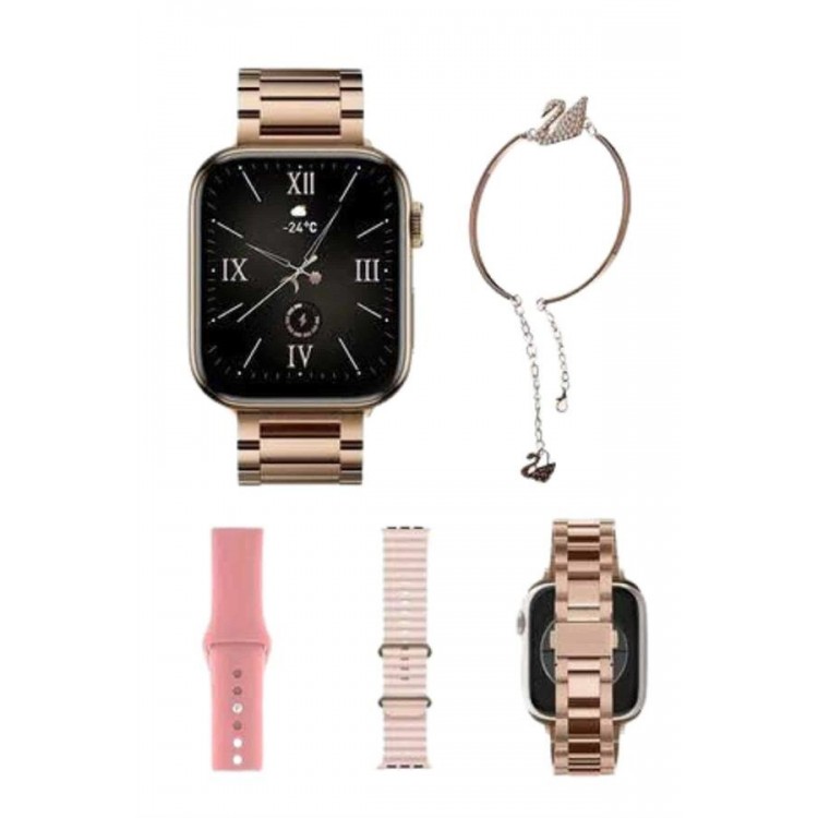 Yeni Nesil Kadın Akıllı Saat Rose Gold Android ve İos Uyumlu