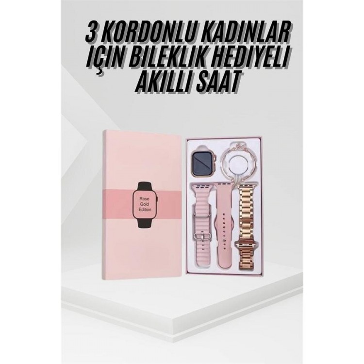 Yeni Nesil Kadın Akıllı Saat Rose Gold Android ve İos Uyumlu