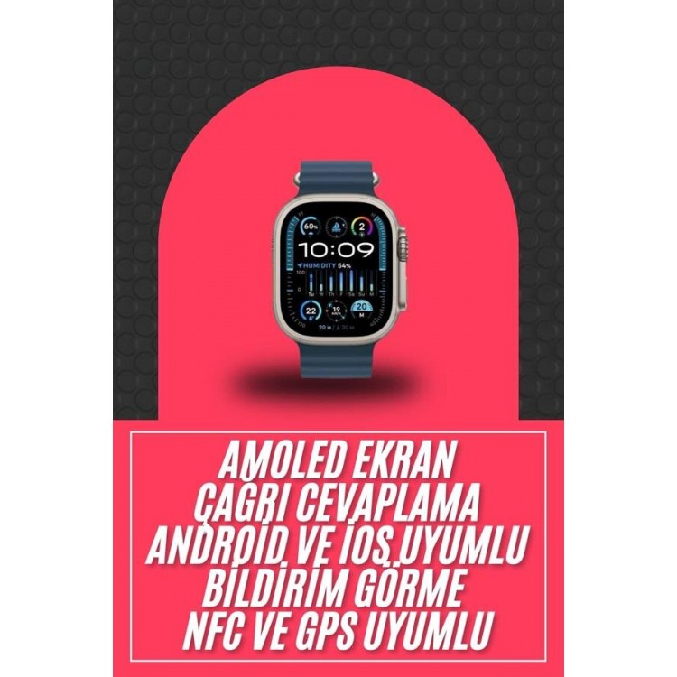 49mm Akıllı Saat Amoled Ekranlı Kadın Erkek Kol Saati Plastik Kordon