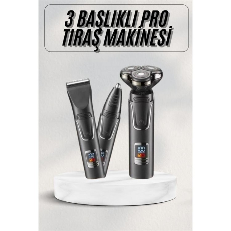 Yüksek Performanslı 3 Başlıklı Profesyonel Şarjlı Islak ve Kuru Kullanıma Uygun