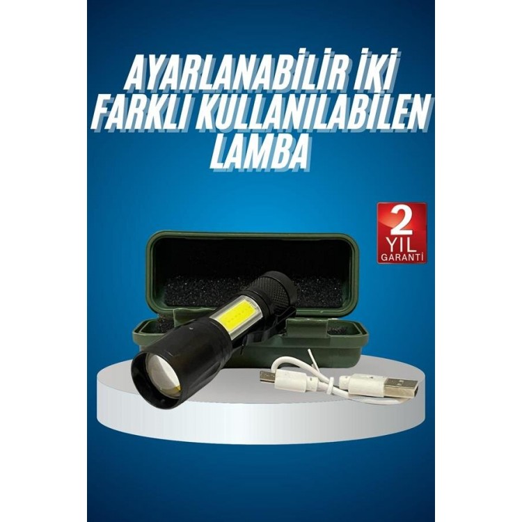 Led Lamba El Feneri Küçük Taşınabilir USB Şarjlı Acil Durum Lambası