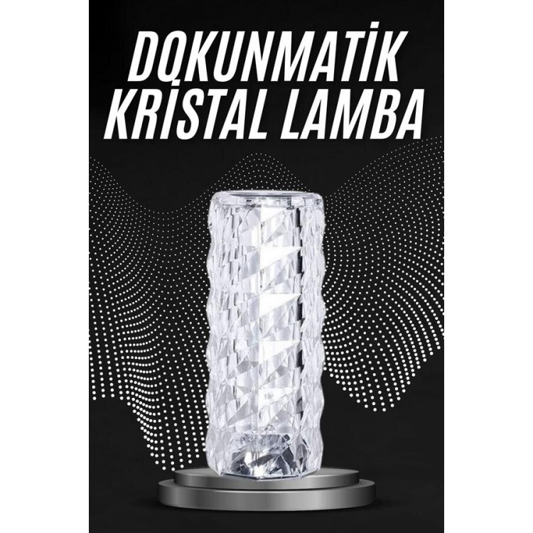 Kristal Lamba Masa Lambası Şarjlı Masa Lambası Dokunmatik Sensör Usb Şarjlı