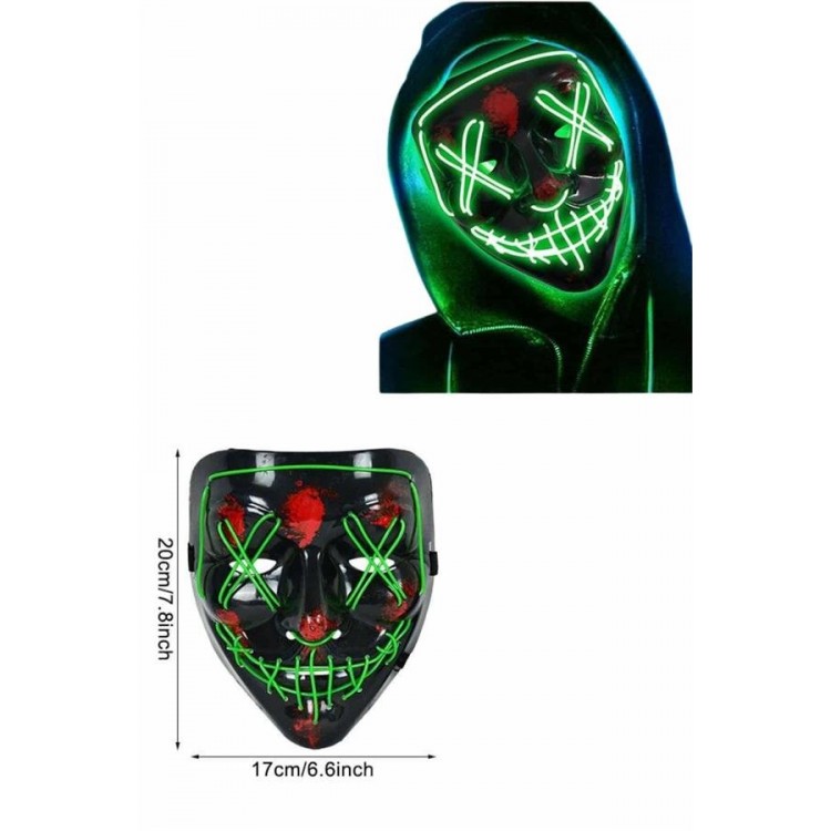 Led Işıklı Neon Maske Cadılar Bayramı Maskesi Korkunç Korku Maskesi