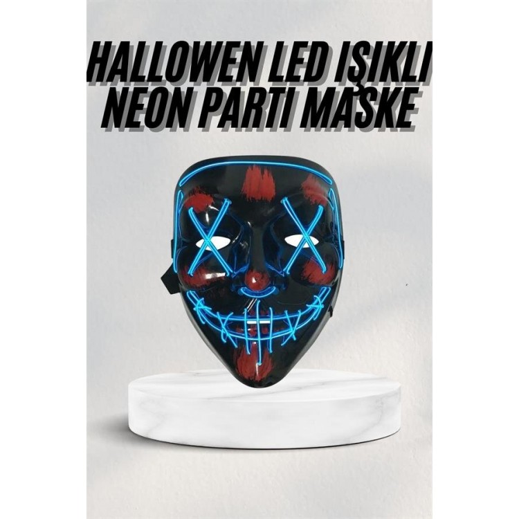 Led Işıklı Neon Maske Cadılar Bayramı Maskesi Korkunç Korku Maskesi