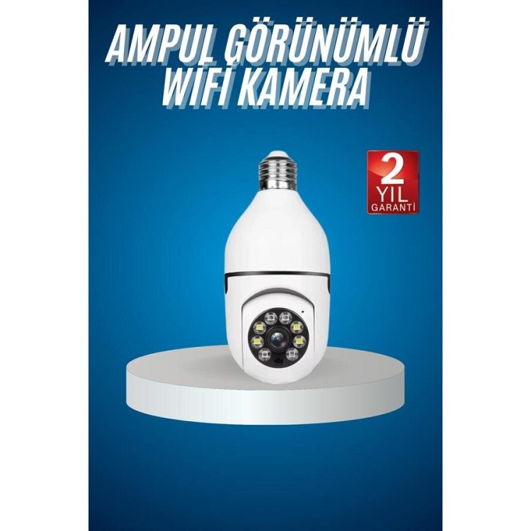 Wifi Güvenlik Kamerası Çift kameralı Ampule Takılabilir Sensörlü
