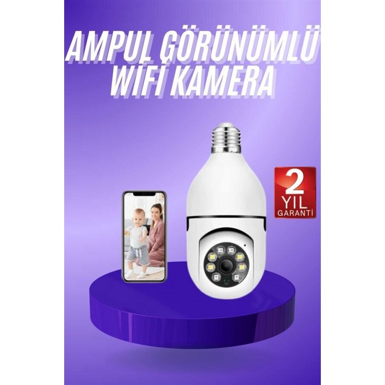 Güvenlik Kamerası Wi-Fi Özellikli 360 Derece Full Hd 1080p Ampül Kamera