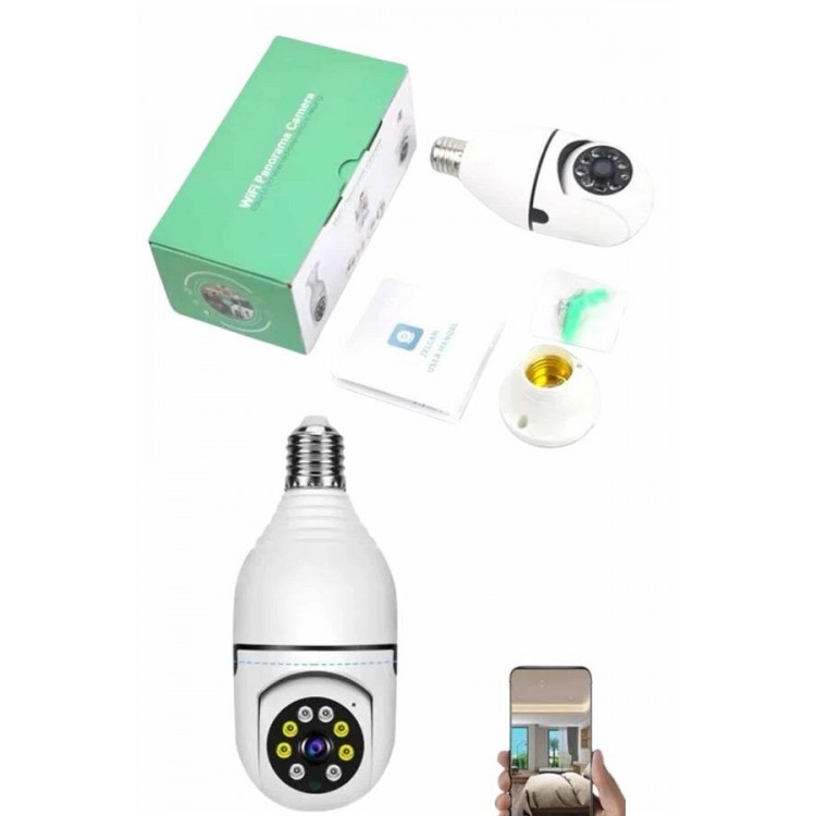 Güvenlik Kamerası Wi-Fi Özellikli 360 Derece Full Hd 1080p Ampül Kamera
