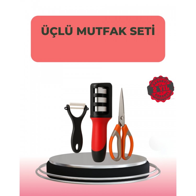 3 Parçalı Çok Fonksiyonlu Mutfak Makas Seti – Paslanmaz Çelik Ergonomik Tasarım