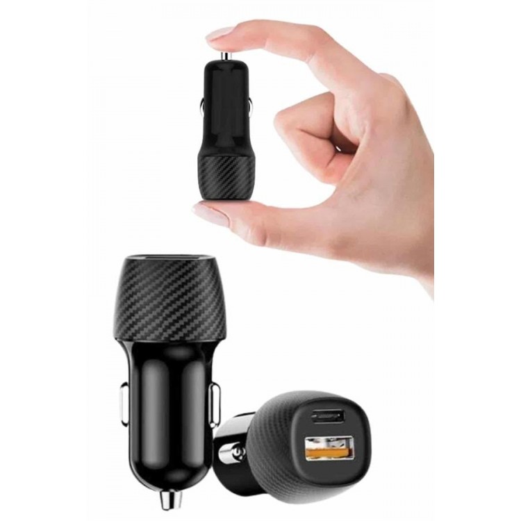 Araç İçi Hızlı Şarj Soketi 38W Oto Çakmaklık Type-C Araba Çakmaklık