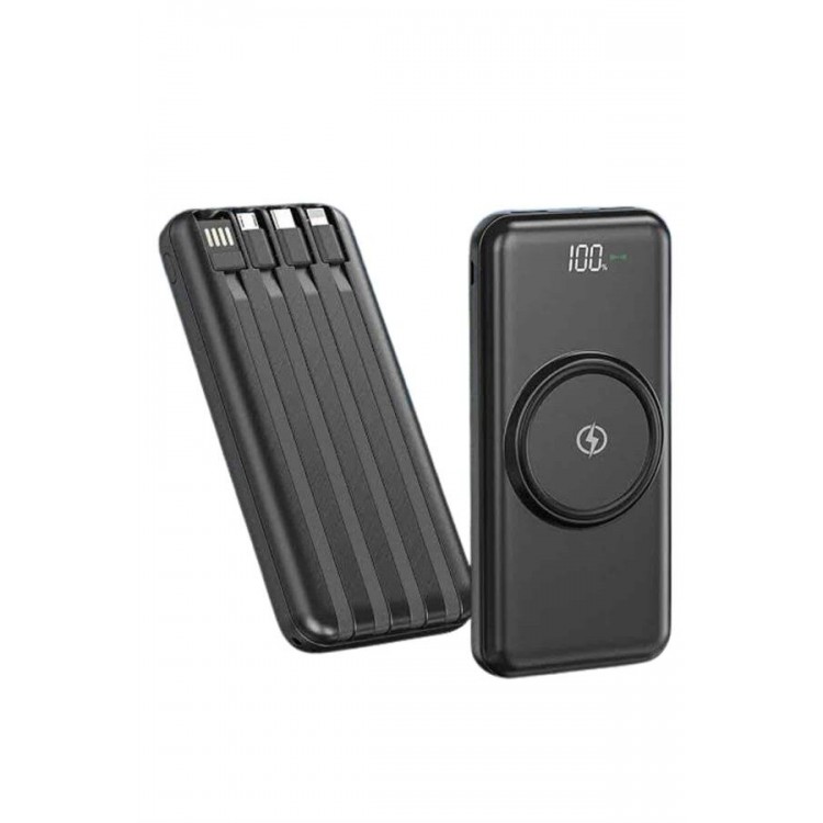 Kablosuz Çoklu Şarj Girişli 10.000 Mah Kablolu Powerbank Taşınabilir