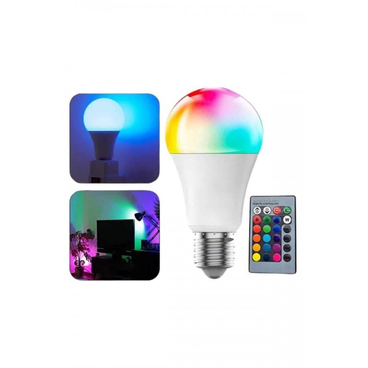 Akıllı RGB Led Ampul Led Uzaktan Kumandalı Renk Değiştiren Ampul