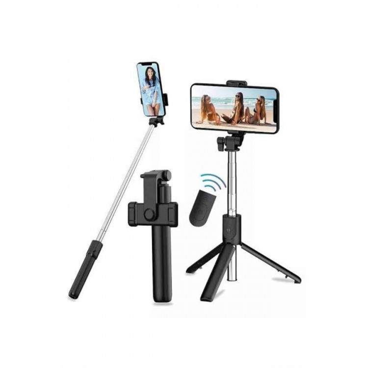 Tripod Selfie Çubuğu Bluetooth Kumandalı Kablosuz Led Işıklı