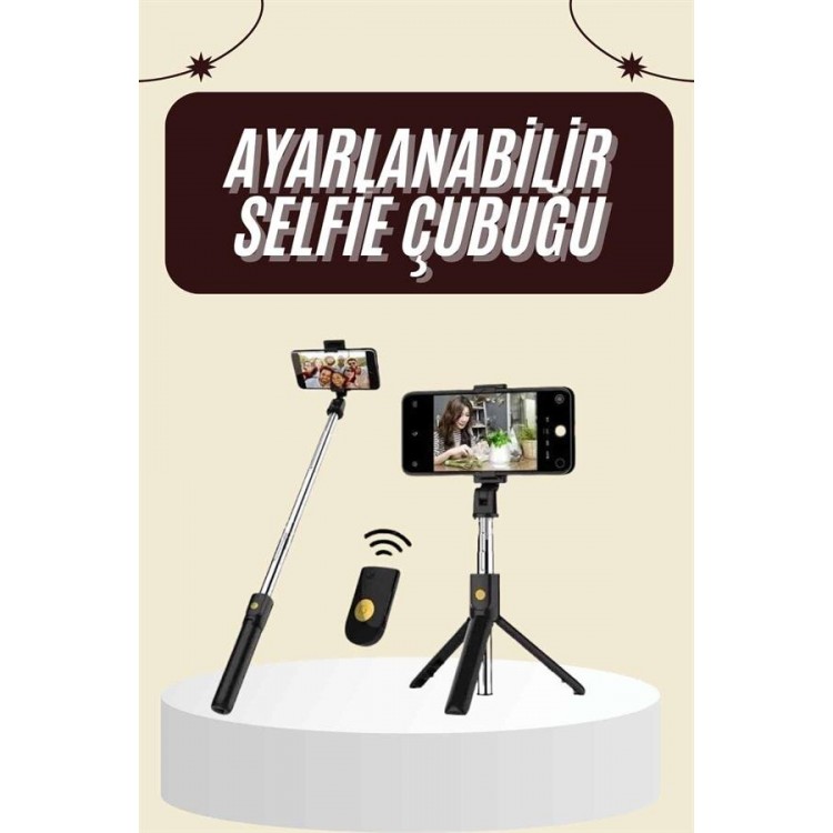 Cep Telefonu Tripod Standı Manyetik Selfie Sopa Bluetooth Uzaktan Kumandalı