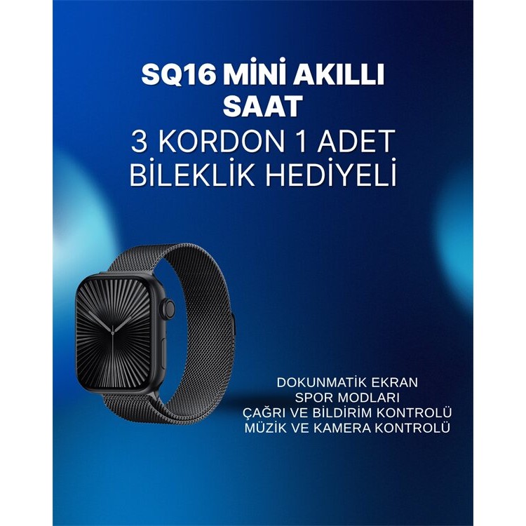Mini Series 10 Akıllı Saat | 3 Kordon + Bileklik Hediyeli Tüm Telefonlarla Uyumlu