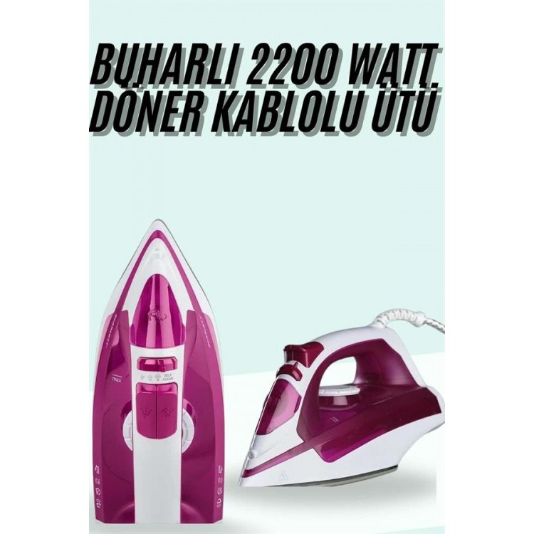 Buharlı Ütü 2200 Watt Seramik Tabanlı Taşınabilir Kablolu Ütü