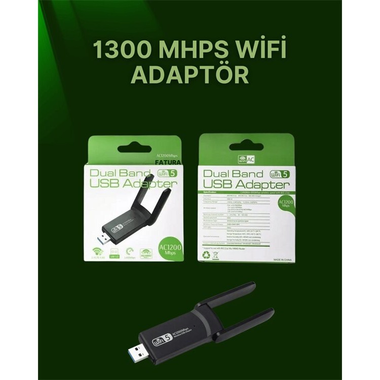 USB 3.0 Wireless Adaptör – 2.4GHz & 5GHz Destekli