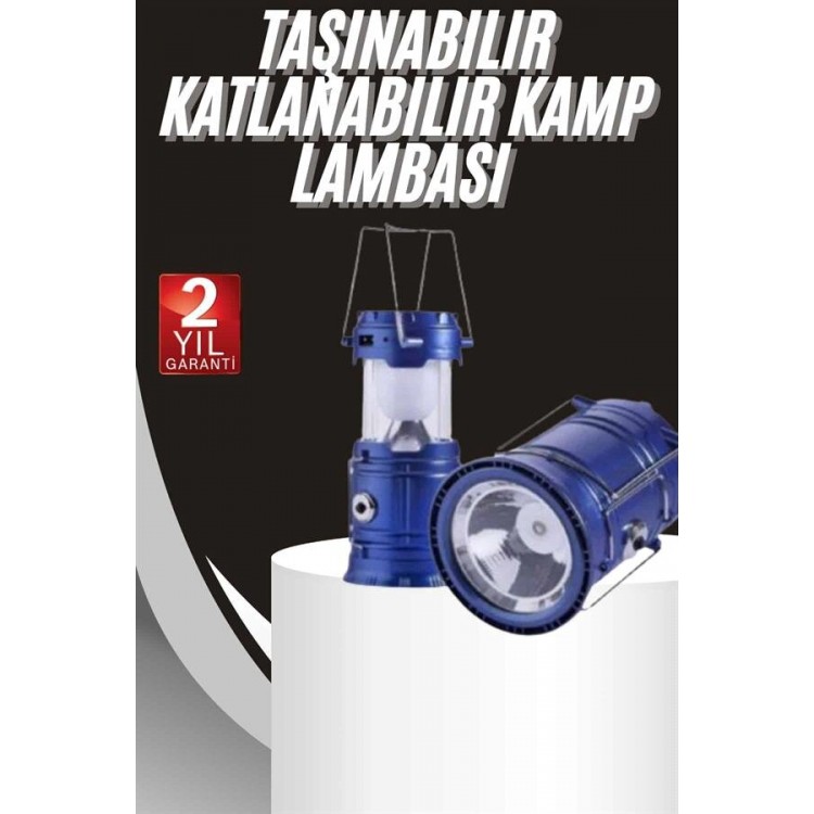 Kamp Lambası Solar Şarjlı Kızaklı Kamp Feneri Led Lamba Işıldak