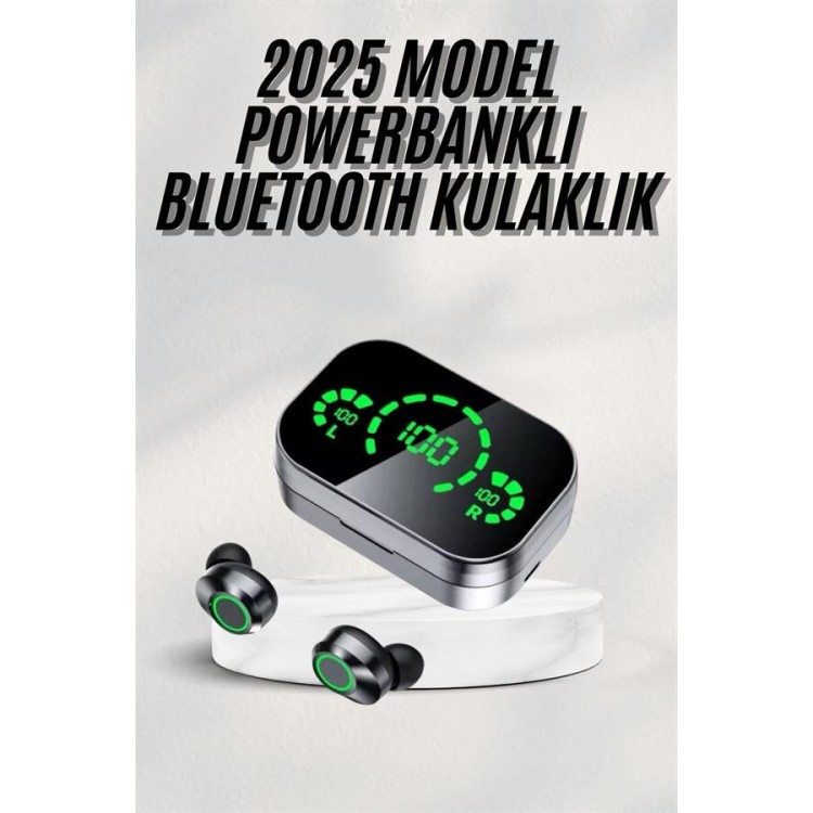 Yeni Nesil Bluetooth Kulaklık Çağrı Cevaplayabilen Dijital Göstergeli Powerbankli