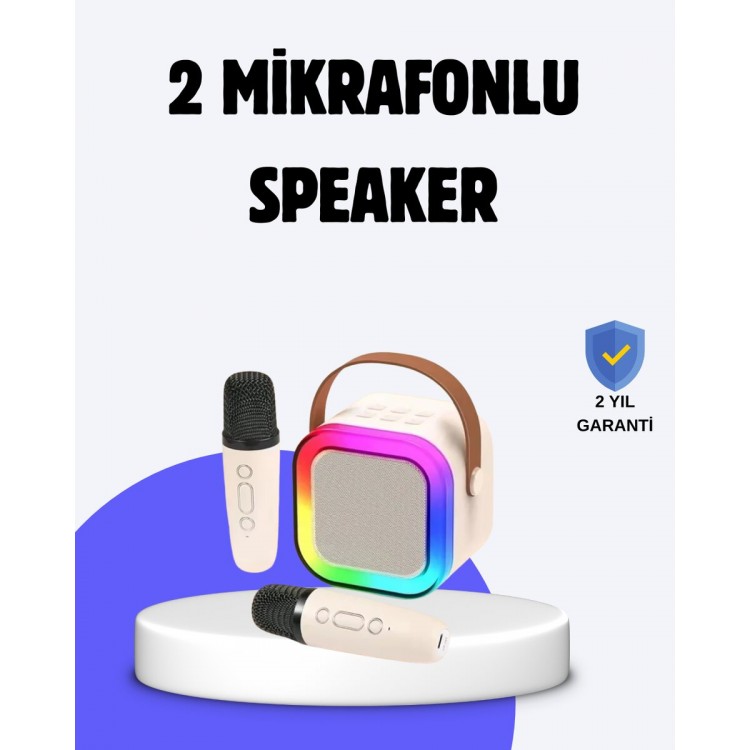 Taşınabilir Bluetooth Karaoke Hoparlör – 2400 mAh Batarya
