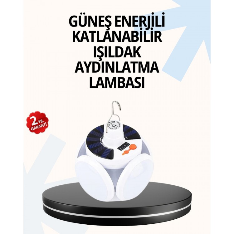Katlanabilir 5 Kanatlı Solar LED Bahçe ve Kamp Lambası