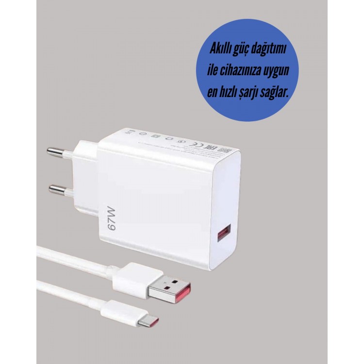 67W Hızlı Şarj Adaptörü ve Veri Aktarım Özellikli Type-C Kablo Seti