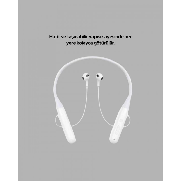 100 Saat Pil Ömrü Boyun Askılı Bluetooth Kablosuz Kulaklık